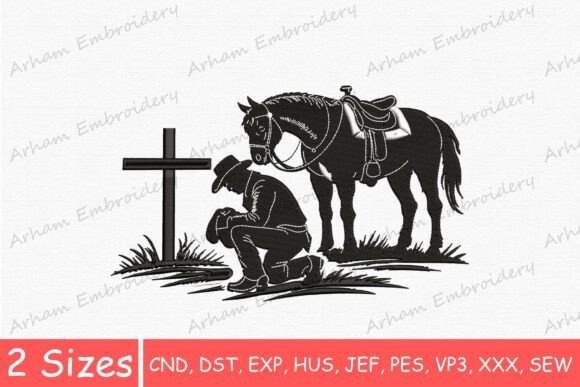 Cowboy Praying at Christian Cross Embroidery Review